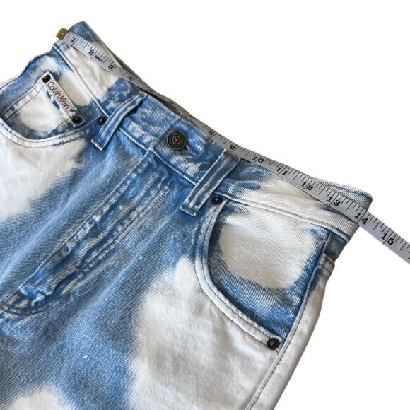 Calvin Klein Original Wide Leg jeans size W27 Blue White Cloud Pattern - Picture 13 of 15